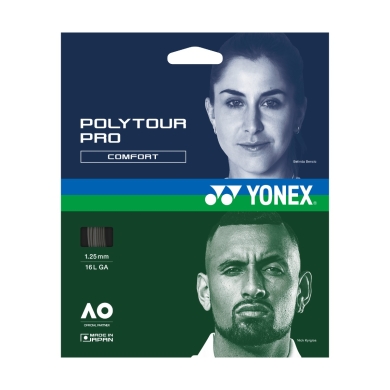 Nawleczka z żyłką tenisową Yonex Poly Tour Pro (trwałość + dotyk) grafitowoszary