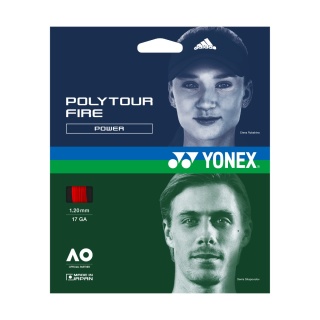 Yonex Sznur tenisowy Poly Tour Fire (Trwałość+Siła) czerwony 12m Zestaw