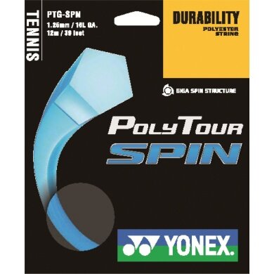 Nawleczka z żyłką tenisową Yonex Poly Tour Spin (trwałość + spin) jasnoniebieska