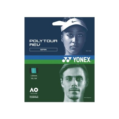 Yonex Sznur tenisowy Poly Tour Rev (Poliester/ośmiokątny) miętowy 12m Zestaw