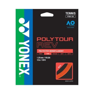 Nawleczka z żyłką tenisową Yonex Poly Tour Rev (trwałość + spin) pomarańczowa