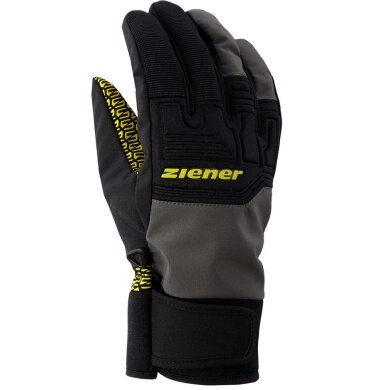 Rękawice Zimowe Ziener Garim AS® Glove Ski Alpine (wiatroszczelne, wodoodporne) czarne/szare/żółte męskie - 1 para