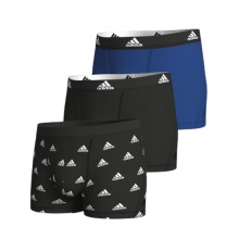 adidas bielizna bokserki trunk bawełnowe czarne/niebieskie - 3 sztuki