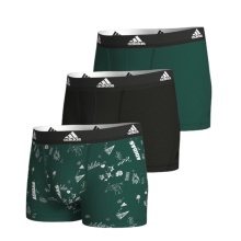 adidas bielizna bokserki trunk bawełniane zielono/białe - 3 sztuki