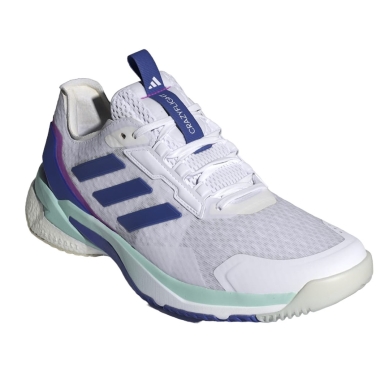 adidas Halowe buty do tenisa CrazyFlight 5 białe/ciemnoniebieskie/miętowe dla kobiet