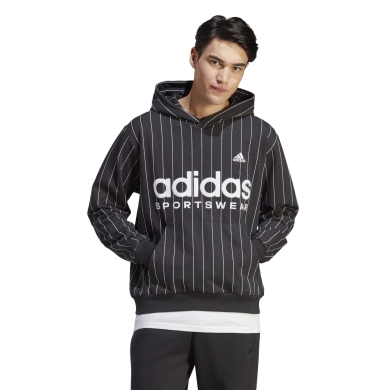 adidas Bluza z kapturem Pinstripe Fleece (mieszanka bawełny) czarna męska