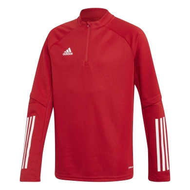 adidas Koszulka z długim rękawem Condivo 20 Top (recyklingowany poliester, 1/4 zamek) czerwony chłopcy