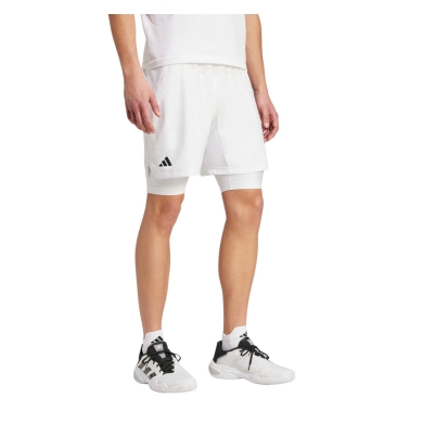 adidas spodenki tenisowe Pro Aeroready 2w1 (krótkie+obcisłe) białe męskie