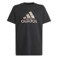 adidas T-shirt rekreacyjne z nadrukiem zwierzęcym (100% bawełna) czarne dziecięce