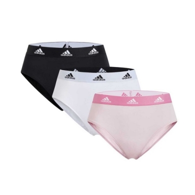 adidas Bielizna Slip Bikini (95% Bawełna) różowy/biały/czarny Damski - 3 sztuki