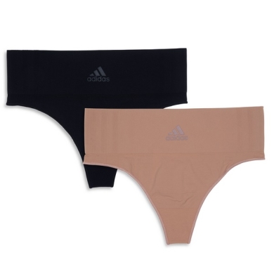 adidas Bielizna Slip Thong (idealne dopasowanie) beżowo/czarny Damskie - 2 sztuki