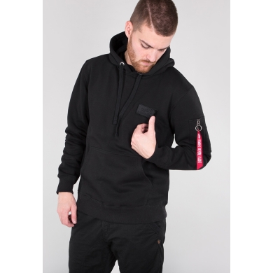 Alpha Industries Bluza z kapturem (Hoodie) Czerwony Pasek czarny Mężczyźni