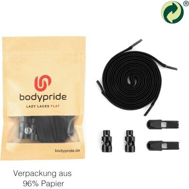 bodypride sznurówki płaskie modny czarny 120cm - 1 para