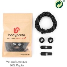 bodypride sznurowadła okrągłe/odblaskowe czarne 120cm - 1 para