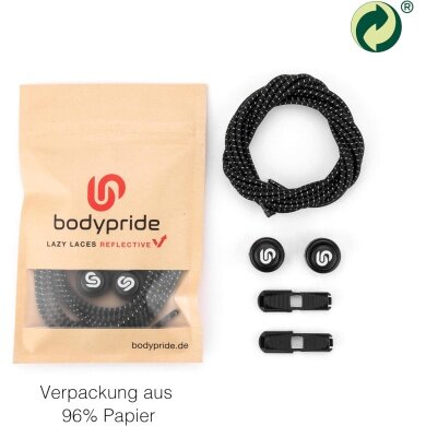 bodypride sznurowadła okrągłe/odblaskowe czarne 120cm - 1 para