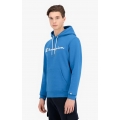 Champion Bluza z kapturem Hoodie z nadrukiem logo (ocieplana) niebieska męska