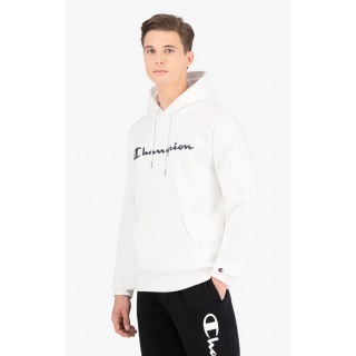 Champion Bluza z kapturem Hoodie Logo Print (ocieplana) biała Mężczyźni