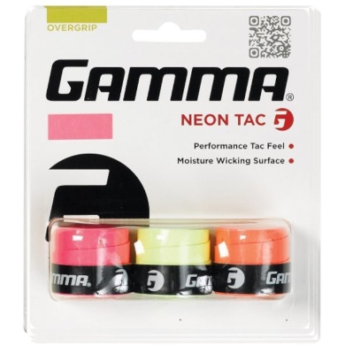 Gamma Overgrip Neon Tac (doskonała trwałość) 0.6mm neon żółty/pomarańczowy/różowy - 3 sztuki