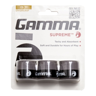 Gamma Overgrip Supreme (trwały, doskonała przyczepność + chłonność) 0.6mm szary - 3 sztuki