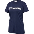 hummel Sport/Freizeit-Shirt hmlGO 2.0 Logo (Bawełna organiczna) Krótki rękaw granatowy Damski