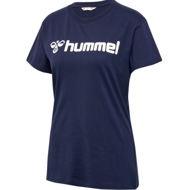 hummel Sport/Freizeit-Shirt hmlGO 2.0 Logo (Bawełna organiczna) Krótki rękaw granatowy Damski