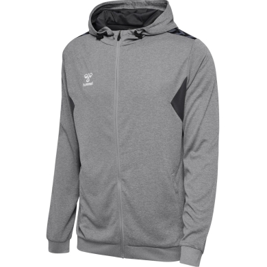 hummel Sportowa bluza z kapturem hmlAUTHENTIC PL Zip Hoodie (100% rec. poliester) szary mężczyźni