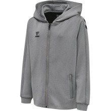 hummel Sportowa kurtka z kapturem hmlCORE XK Poly Zip Hood Sweat (materiał poliestrowy) szara dziecięca