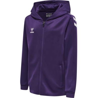 hummel Sportowa kurtka z kapturem hmlCORE XK Poly Zip Hood Sweat (materiał poliestrowy) z kapturem fioletowo/biała dziecięca