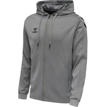 hummel Sportowa kurtka z kapturem hmlCORE XK Poly Zip Hood Sweat (materiał poliestrowy) szara męska