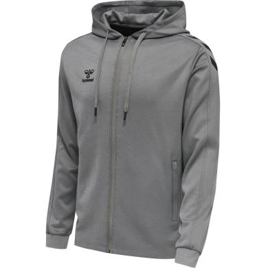 hummel Sportowa kurtka z kapturem hmlCORE XK Poly Zip Hood Sweat (materiał poliestrowy) szara męska