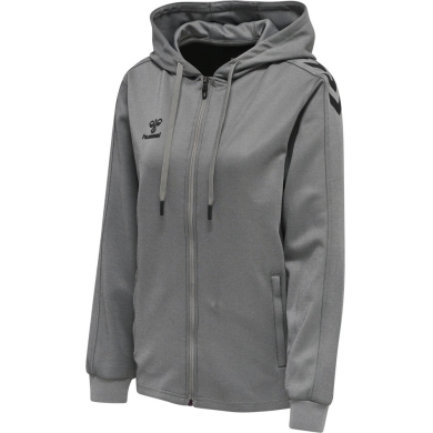 hummel Sportowa kurtka z kapturem hmlCORE XK Poly Zip Hood Sweat (materiał poliestrowy) szara damska