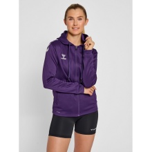 hummel Sportowa kurtka z kapturem hmlCORE XK Poly Zip Hood Sweat (materiał poliestrowy) z kapturem fioletowo/biała damska