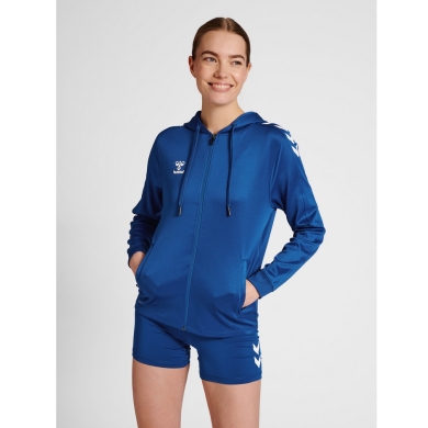 hummel Sportowa kurtka z kapturem hmlCORE XK Poly Zip Hood Sweat (materiał dresowy z poliestru) granatowa damska