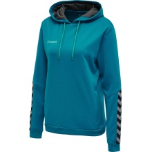 hummel Sportowa bluza z kapturem hmlAUTHENTIC Poly Hoodie (dzianina poliestrowa) z kapturem niebiesko-zielona damska