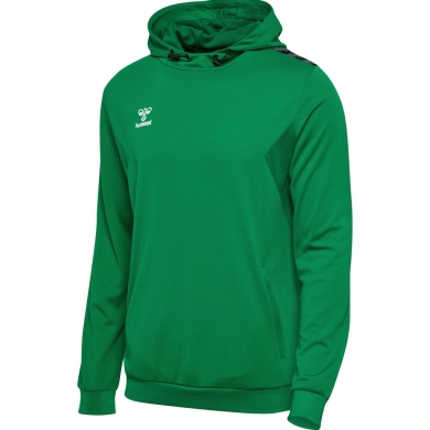 hummel Sportowa bluza z kapturem hmlAUTHENTIC PL Hoodie (z kieszeniami na zamek błyskawiczny) zielona Mężczyźni