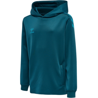 hummel Sportowa bluza z kapturem hmlCORE XK Poly Sweat Hoodie (materiał poliestrowy) z kapturem koralowo-niebieska dziecięca