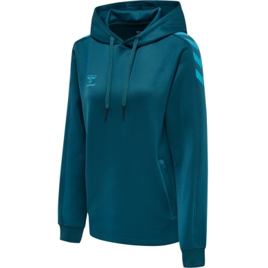 hummel Sportowa bluza z kapturem hmlCORE XK Poly Sweat Hoodie (materiał poliestrowy) z kapturem koralowo-niebieska damska