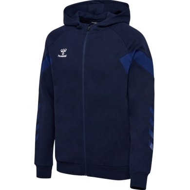 hummel Bluza z kapturem hmlTRAVEL Full-Zip Hoodie (miękki materiał dresowy) granatowy Mężczyźni