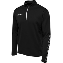 hummel Sportowa koszulka z długim rękawem hmlAUTHENTIC Half-Zip Sweatshirt (z dzianiny poliestrowej) czarna/biała męska