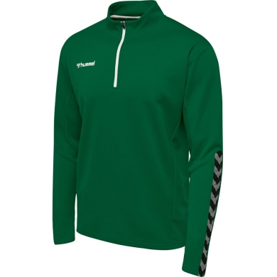 hummel Sportowa koszulka z długim rękawem hmlAUTHENTIC Half-Zip Sweatshirt (z dzianiny poliestrowej) ciemnozielona Męska