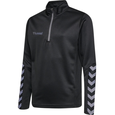 hummel Sportowa koszulka z długim rękawem hmlAUTHENTIC Half-Zip Sweatshirt (z dzianiny poliestrowej) czarna/asfaltowa szarość dziecięca