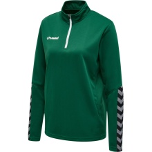 hummel Sportowa bluzka z długim rękawem hmlAUTHENTIC Half-Zip (z dzianiny poliestrowej) ciemnozielona damska