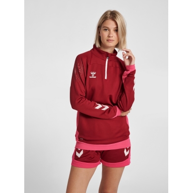 hummel Sportowa koszulka z długim rękawem hmlLEAD Half-Zip (materiał dresowy) bordowa/czerwona Damska