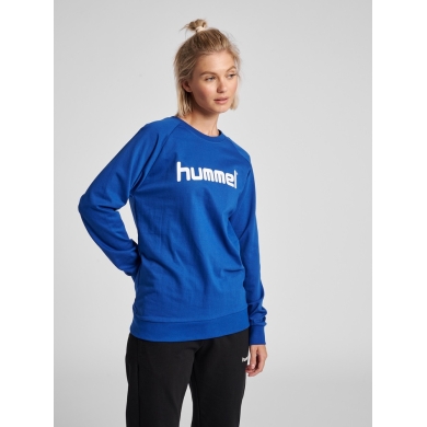 hummel Sweter Basic hmlGO Cotton Sweatshirt Duże Logo (Bawełna) granatowy Damski