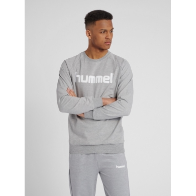 hummel Sweter Basic hmlGO Cotton Sweatshirt Duże Logo (Bawełna) szary Mężczyźni