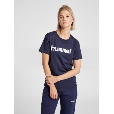 hummel Sport/Freizeit-Shirt hmlGO Cotton Big Logo (Bawełna) Krótki rękaw granatowy Damski