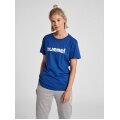 hummel Sport/Freizeit-Shirt hmlGO Cotton Big Logo (Bawełna) Krótki rękaw ciemnoniebieski Damski