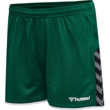 hummel Spodenki sportowe hmlAUTHENTIC Poly Shorts (lekki materiał jersey, bez bocznych kieszeni) krótkie ciemnozielone damskie