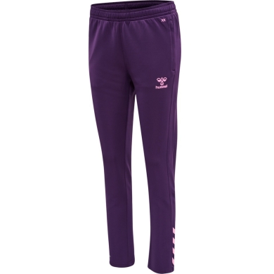 hummel Spodnie sportowe hmlCORE XK Poly Pants (materiał poliestrowy, z kieszeniami na zamek błyskawiczny) długie fioletowe damskie