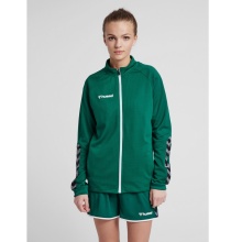 hummel Sportowa kurtka treningowa hmlAUTHENTIC Poly Zip (dzianina poliestrowa, z kieszeniami na zamek błyskawiczny) ciemnozielona Damska